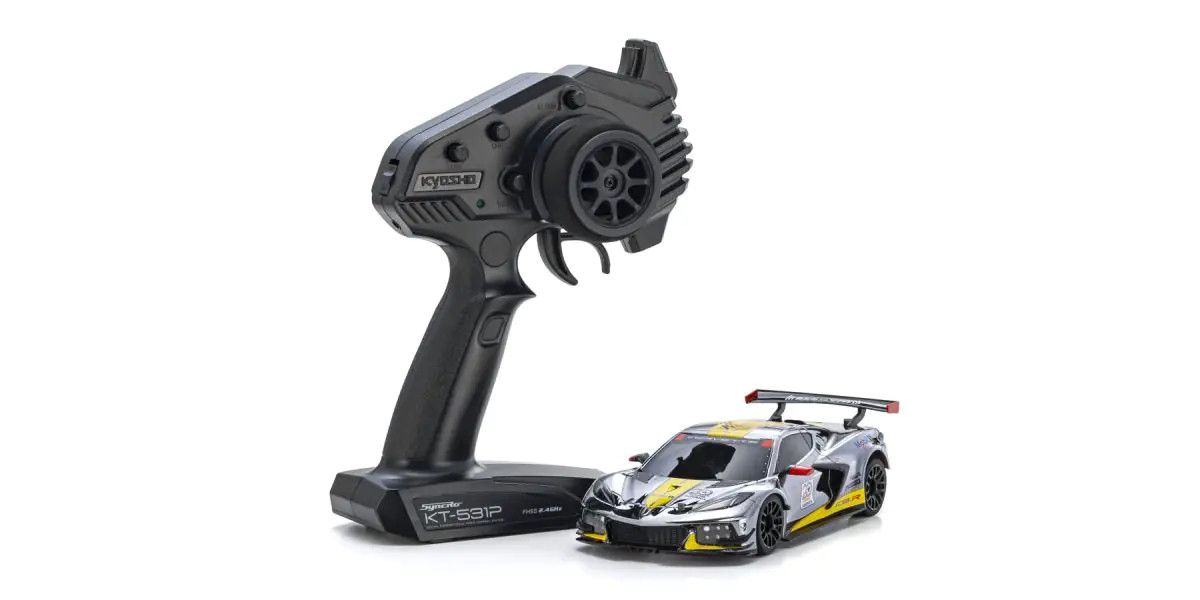 Kyosho MINI-Z RWD MR04 Corvette C8.R Chrome/Yellow Kyosho America 20th Anniversary