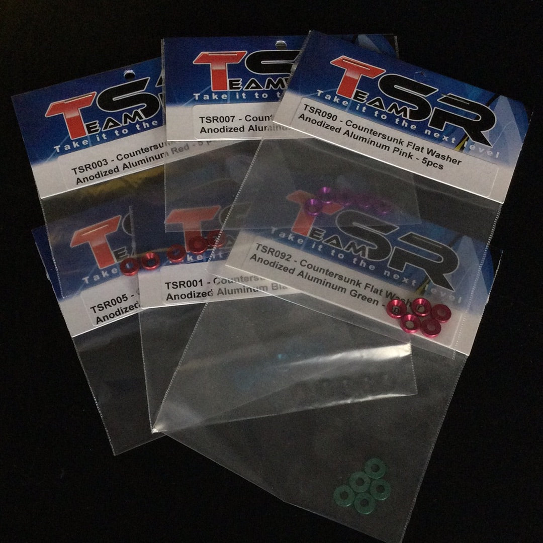 Anodized Aluminum Countersunk Washers 3mm 5 Pack