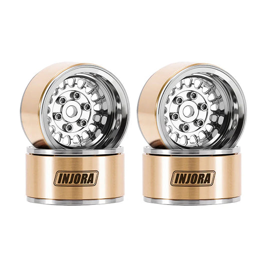 INJORA 1.0" ModuWheel -4.4mm Offset Wheels for Micro Crawlers Silver (MW1016)