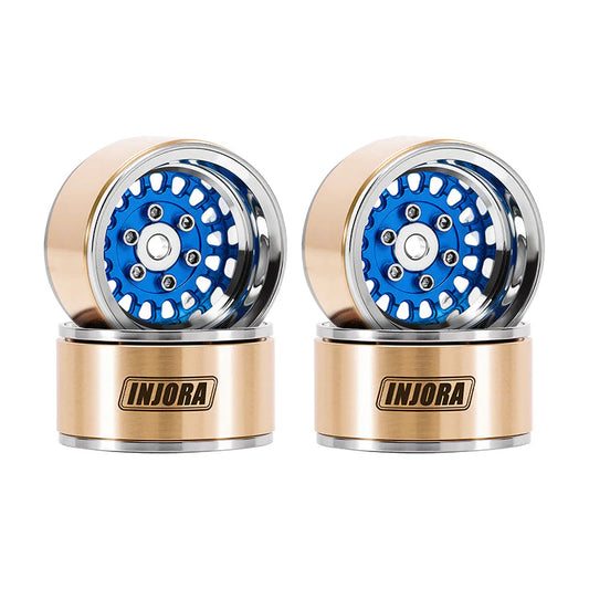 INJORA 1.0" ModuWheel Brass & Aluminum Wheels for 1/18 1/24 RC Crawlers - Blue