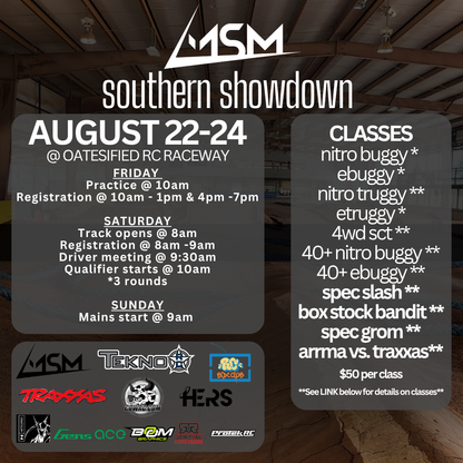 MSM Southern Showdown @ Oatesified RC Raceway | August 22-24