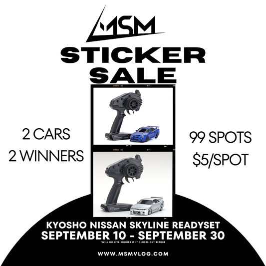 September 2026 Kyosho Nissan Skyline Ready Set Sticker Sale - 2 CARS + 2 WINNERS