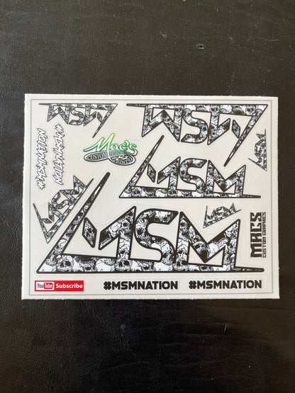 MSM Psycho Nitro Blast Sticker with Skulls - Black and White