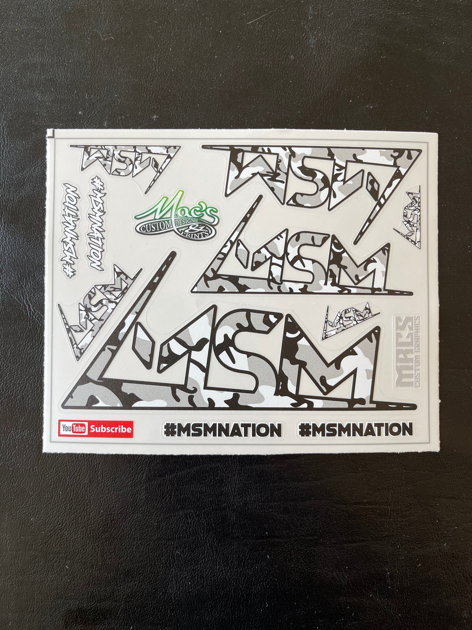 MSM Grey and Black Camo Sticker Sheet